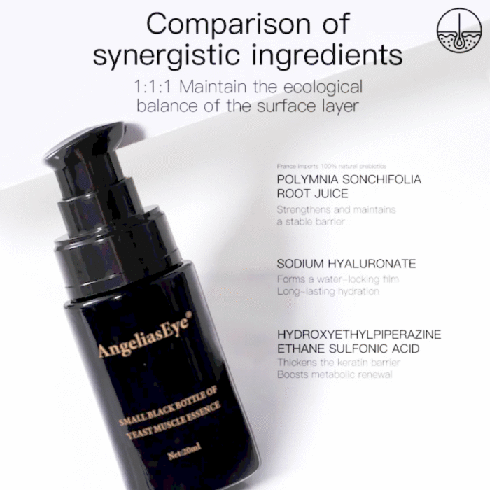 Small Black Bottle Of Yeast Muscle Essence Pre-serum