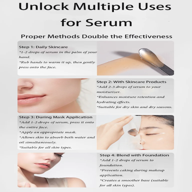 Usage instructions for Moisturizing Essence Serum